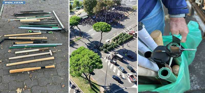 Derby Lazio-Roma, Olimpico blindato: sequestrate mazze e aste con viti e lame