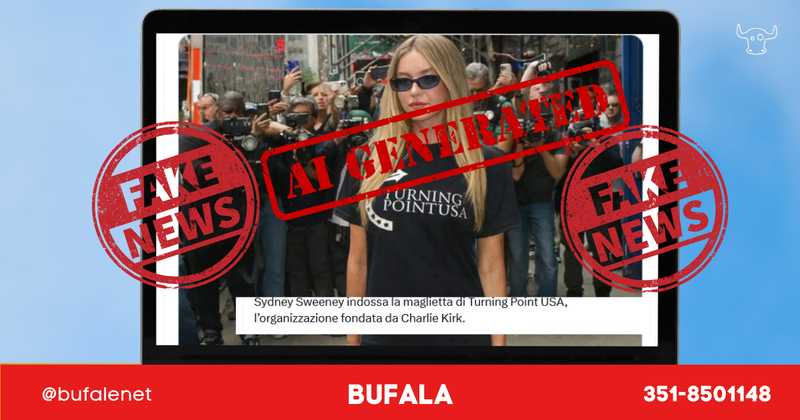 La foto di Sydney Sweeney con la maglietta di Turning Point USA è creata con AI